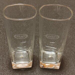 KRAFT Foods Glasses PAIR Attractive Square Base Milk Glass KRAFT Peanut …